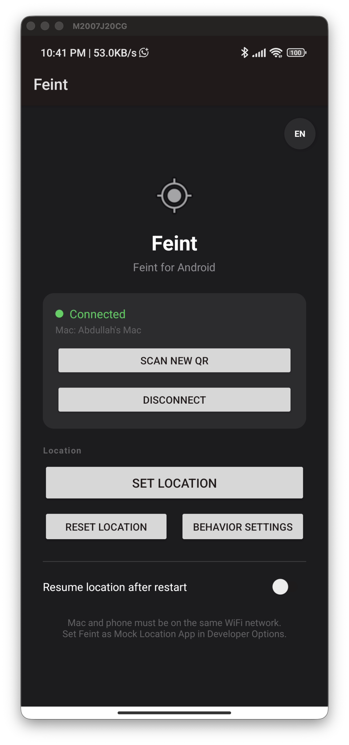 Feint Android Companion App